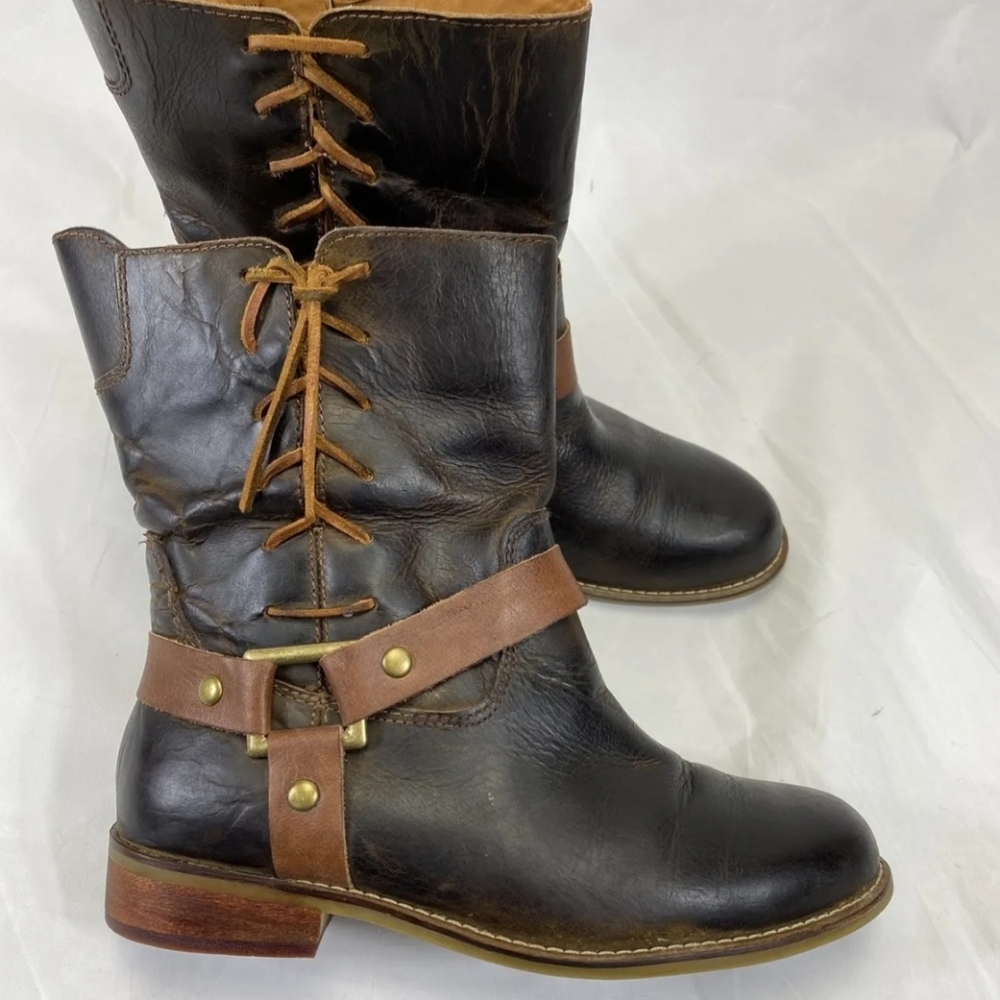 Anthropologie Latigo Tobacco Thistle Leather Boots Women's Size 8M EUC